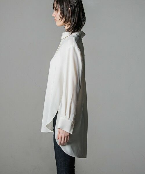 la.f...(大きいサイズ) / ラ・エフ(おおきいサイズ) シャツ・ブラウス | 【大きいサイズ】【洗濯機で洗える/抗ピル機能/防シワ性/吸水速乾/2WAYストレッチ】とろみ素材メランジツイルシャツ | 詳細4