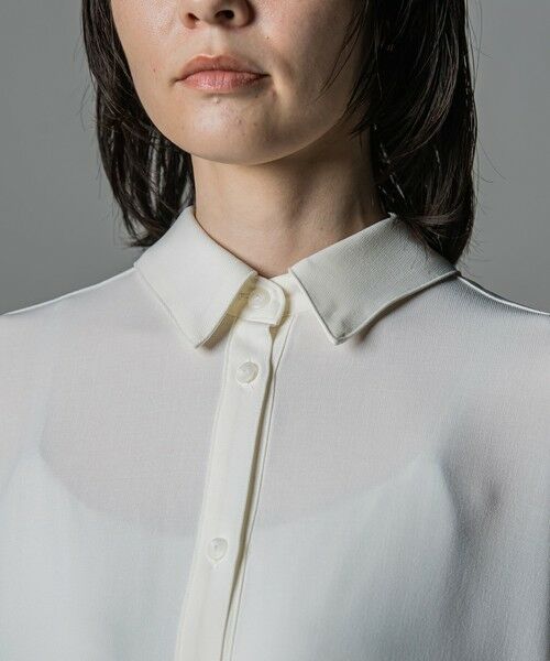 la.f...(大きいサイズ) / ラ・エフ(おおきいサイズ) シャツ・ブラウス | 【大きいサイズ】【洗濯機で洗える/抗ピル機能/防シワ性/吸水速乾/2WAYストレッチ】とろみ素材メランジツイルシャツ | 詳細6