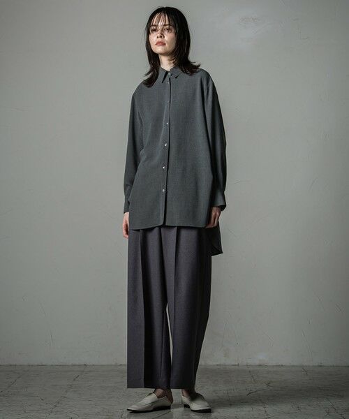 la.f...(大きいサイズ) / ラ・エフ(おおきいサイズ) シャツ・ブラウス | 【大きいサイズ】【洗濯機で洗える/抗ピル機能/防シワ性/吸水速乾/2WAYストレッチ】とろみ素材メランジツイルシャツ | 詳細18