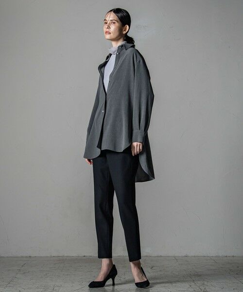 la.f...(大きいサイズ) / ラ・エフ(おおきいサイズ) シャツ・ブラウス | 【大きいサイズ】【洗濯機で洗える/抗ピル機能/防シワ性/吸水速乾/2WAYストレッチ】とろみ素材メランジツイルシャツ | 詳細23