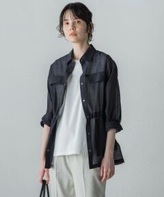 la.f...(大きいサイズ) / ラ・エフ(おおきいサイズ) テーラードジャケット | 【大きいサイズ】シアーシャツジャケット≪洗濯機で洗える≫