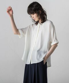 la.f...(大きいサイズ) / ラ・エフ(おおきいサイズ) シャツ・ブラウス | 【大きいサイズ】バックサテンアムンゼンブラウス≪洗濯機で洗える≫