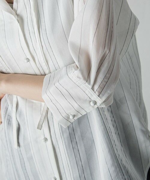 la.f...(大きいサイズ) / ラ・エフ(おおきいサイズ) シャツ・ブラウス | 【大きいサイズ】セミシアーストライプブラウス≪洗濯機で洗える≫ | 詳細3