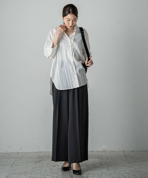 la.f...(大きいサイズ) / ラ・エフ(おおきいサイズ) シャツ・ブラウス | 【大きいサイズ】セミシアーストライプブラウス≪洗濯機で洗える≫ | 詳細9