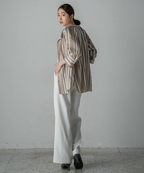 la.f...(大きいサイズ) / ラ・エフ(おおきいサイズ) シャツ・ブラウス | 【大きいサイズ】セミシアーストライプブラウス≪洗濯機で洗える≫ | 詳細21