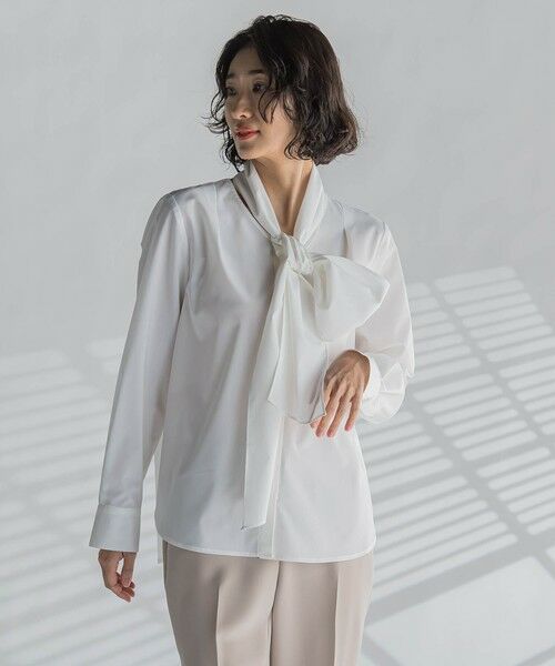 la.f...(大きいサイズ) / ラ・エフ(おおきいサイズ) シャツ・ブラウス | 【大きいサイズ】ボウタイリボンブラウス≪洗濯機で洗える≫ | 詳細8