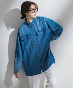 la.f...(大きいサイズ) / ラ・エフ(おおきいサイズ) シャツ・ブラウス | 【大きいサイズ】デニムシャツ≪洗濯機で洗える≫