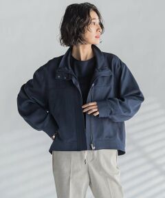 la.f...(大きいサイズ) / ラ・エフ(おおきいサイズ) テーラードジャケット | 【大きいサイズ】スタンドカラーデニムブルゾン≪洗濯機で洗える≫