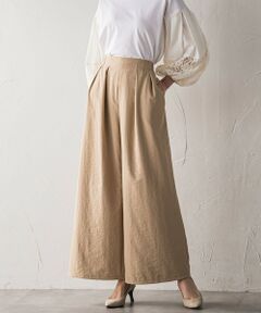 la.f...(大きいサイズ) / ラ・エフ(おおきいサイズ) その他パンツ | 【大きいサイズ】【biyori】""楽ちんキレイ""リネン風ワイドパンツ≪洗濯機で洗える≫