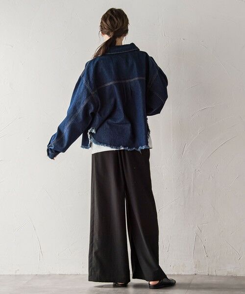 la.f...(大きいサイズ) / ラ・エフ(おおきいサイズ) その他パンツ | 【大きいサイズ】【biyori】""楽ちんキレイ""リネン風ワイドパンツ≪洗濯機で洗える≫ | 詳細15