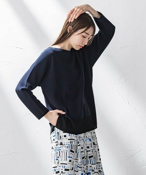 la.f.(大きいサイズ)/ラ・エフ(おおきいサイズ) 【大きいサイズ】コットンベースニット≪手洗い可能≫ ネイビー 13号 la.f.(大きいサイズ)/ラ・エフ(おおきいサイズ) 【大きいサイズ】コットンベースニット≪手洗い可能≫ ネイビー 13号
