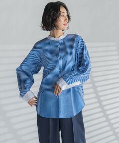 la.f...(大きいサイズ) / ラ・エフ(おおきいサイズ) シャツ・ブラウス | 【大きいサイズ】バンドカラーシャツ≪洗濯機で洗える≫