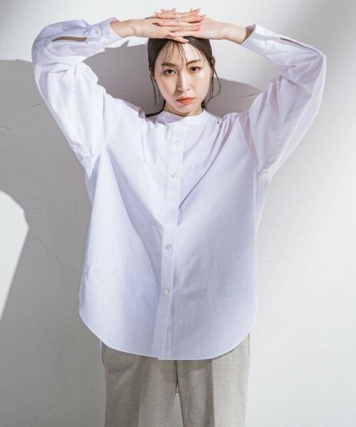 la.f...(大きいサイズ) / ラ・エフ(おおきいサイズ) シャツ・ブラウス | 【大きいサイズ】バンドカラーシャツ≪洗濯機で洗える≫ | 詳細5