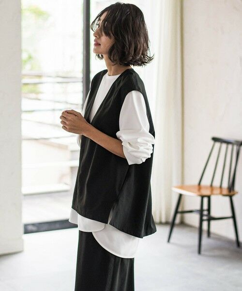 la.f...(大きいサイズ) / ラ・エフ(おおきいサイズ) シャツ・ブラウス | 【大きいサイズ】【biyori】""ゆったり着痩せ""レイヤードベスト≪洗濯機で洗える≫ | 詳細2