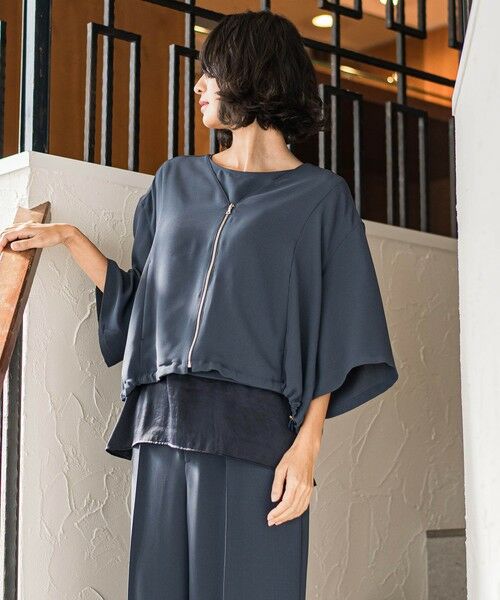 la.f...(大きいサイズ) / ラ・エフ(おおきいサイズ) テーラードジャケット | 【大きいサイズ】【旅楽シリーズ】”シワレス”ジップアップブルゾン≪洗濯機で洗える≫ | 詳細9