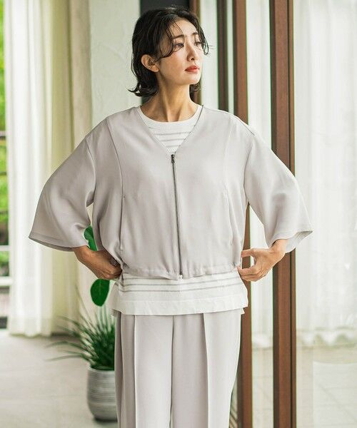 la.f...(大きいサイズ) / ラ・エフ(おおきいサイズ) テーラードジャケット | 【大きいサイズ】【旅楽シリーズ】”シワレス”ジップアップブルゾン≪洗濯機で洗える≫ | 詳細28