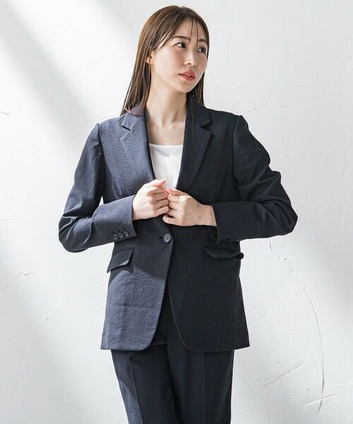 la.f...(大きいサイズ) / ラ・エフ(おおきいサイズ) テーラードジャケット | 【大きいサイズ】シェルタリングジャケット≪洗濯機で洗える≫ | 詳細3