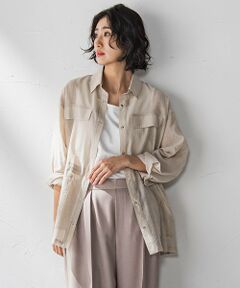 la.f...(大きいサイズ) / ラ・エフ(おおきいサイズ) テーラードジャケット | 【大きいサイズ】ポケット付きシアーシャツジャケット≪洗濯機で洗える≫