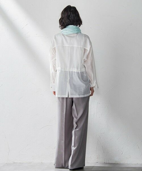 la.f...(大きいサイズ) / ラ・エフ(おおきいサイズ) テーラードジャケット | 【大きいサイズ】ポケット付きシアーシャツジャケット≪洗濯機で洗える≫ | 詳細6