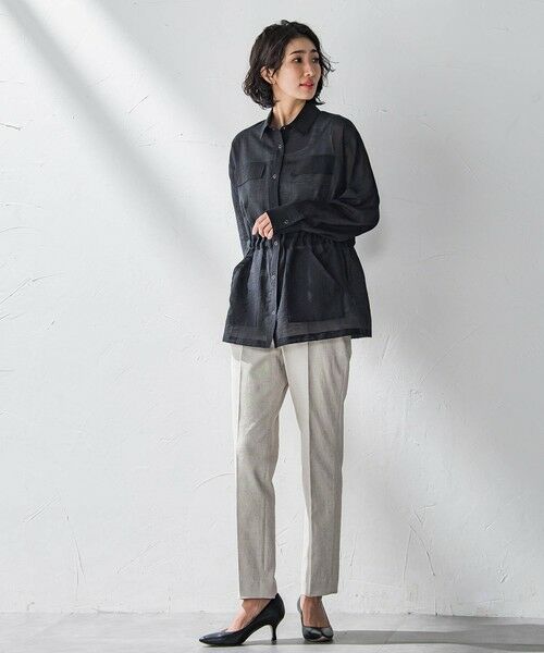 la.f...(大きいサイズ) / ラ・エフ(おおきいサイズ) テーラードジャケット | 【大きいサイズ】ポケット付きシアーシャツジャケット≪洗濯機で洗える≫ | 詳細15