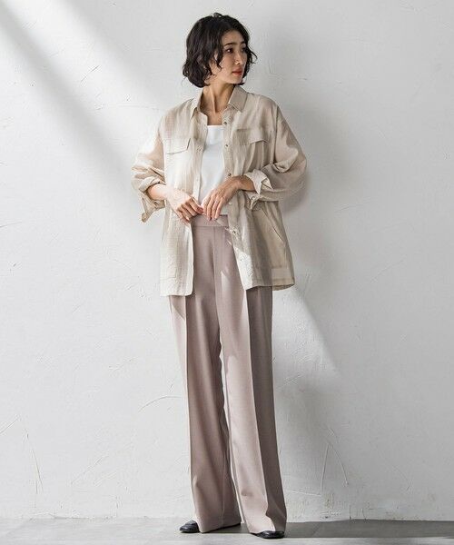 la.f...(大きいサイズ) / ラ・エフ(おおきいサイズ) テーラードジャケット | 【大きいサイズ】ポケット付きシアーシャツジャケット≪洗濯機で洗える≫ | 詳細23