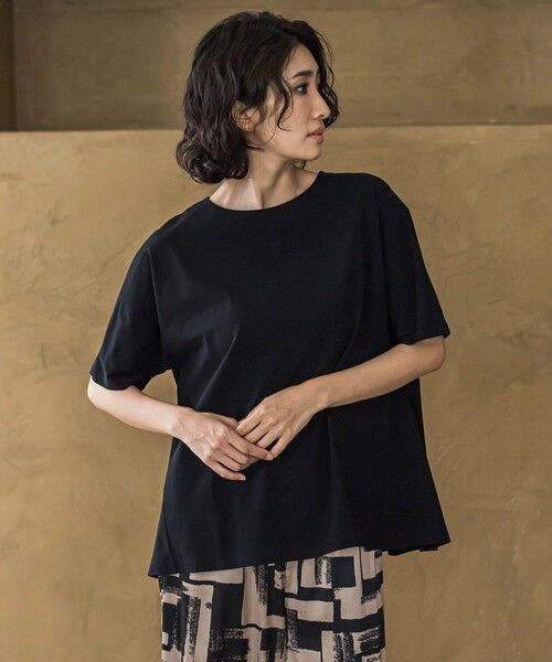 la.f.(大きいサイズ)/ラ・エフ(おおきいサイズ) 【大きいサイズ】バックフレアカットソー&#8810;洗濯機で洗える&#8811; ブラック 13号