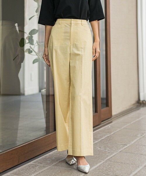 la.f.(大きいサイズ)/ラ・エフ(おおきいサイズ) 【大きいサイズ】バックラッシュリネンパンツ≪洗濯機で洗える≫ イエロー 15号 la.f.(大きいサイズ)/ラ・エフ(おおきいサイズ) 【大きいサイズ】バックラッシュリネンパンツ≪洗濯機で洗える≫ イエロー 15号