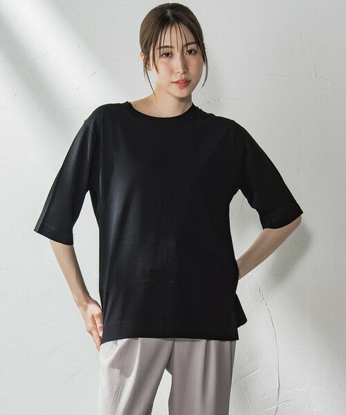 la.f...(大きいサイズ) / ラ・エフ(おおきいサイズ) ニット・セーター | 【大きいサイズ】Tシャツ風ニットプルオーバー≪手洗い可能≫ | 詳細10