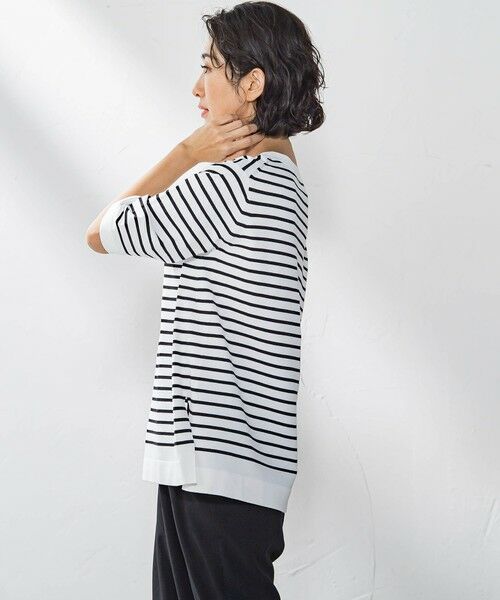 la.f...(大きいサイズ) / ラ・エフ(おおきいサイズ) ニット・セーター | 【大きいサイズ】Tシャツ風ボーダーニットプルオーバー≪手洗い可能≫ | 詳細2