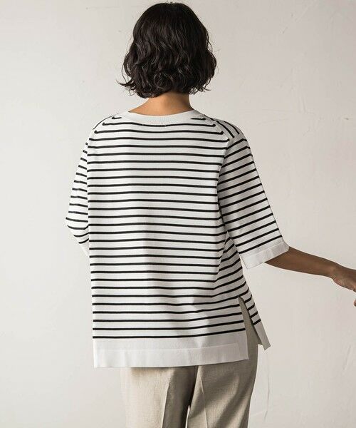 大きいサイズ】Tシャツ風ボーダーニットプルオーバー≪手洗い