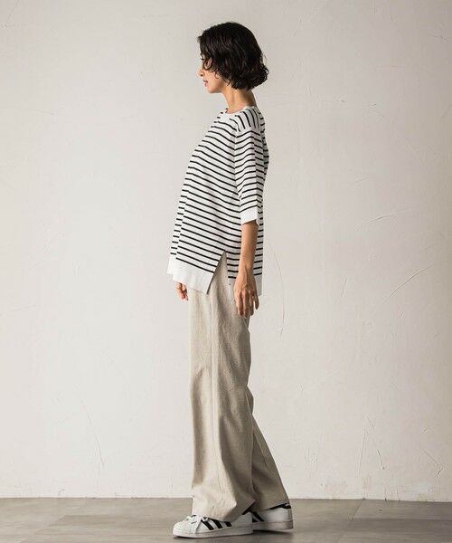 la.f...(大きいサイズ) / ラ・エフ(おおきいサイズ) ニット・セーター | 【大きいサイズ】Tシャツ風ボーダーニットプルオーバー≪手洗い可能≫ | 詳細8