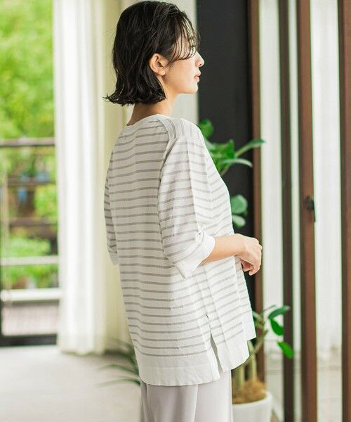 la.f...(大きいサイズ) / ラ・エフ(おおきいサイズ) ニット・セーター | 【大きいサイズ】Tシャツ風ボーダーニットプルオーバー≪手洗い可能≫ | 詳細11