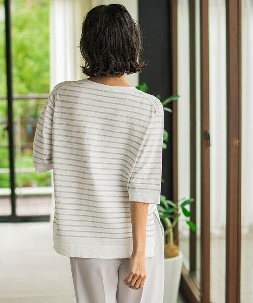 la.f...(大きいサイズ) / ラ・エフ(おおきいサイズ) ニット・セーター | 【大きいサイズ】Tシャツ風ボーダーニットプルオーバー≪手洗い可能≫ | 詳細12