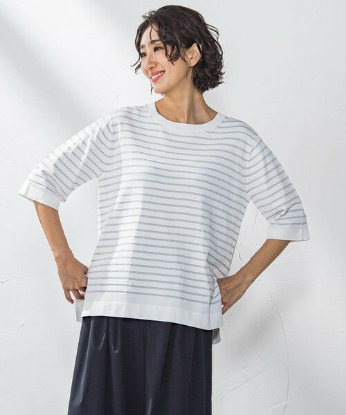 la.f...(大きいサイズ) / ラ・エフ(おおきいサイズ) ニット・セーター | 【大きいサイズ】Tシャツ風ボーダーニットプルオーバー≪手洗い可能≫ | 詳細17