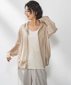 la.f...(大きいサイズ) / ラ・エフ(おおきいサイズ) ニット・セーター | 【大きいサイズ】シアーラメニットパーカー≪手洗い可能≫