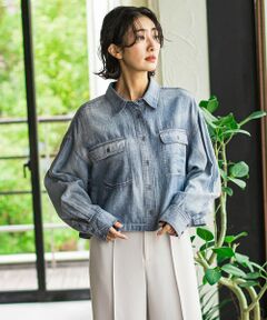 la.f...(大きいサイズ) / ラ・エフ(おおきいサイズ) シャツ・ブラウス | 【大きいサイズ】【biyori】ショート丈デニムシャツ≪手洗い可能≫