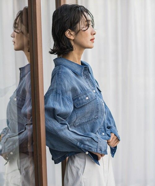 la.f...(大きいサイズ) / ラ・エフ(おおきいサイズ) シャツ・ブラウス | 【大きいサイズ】【biyori】ショート丈デニムシャツ≪手洗い可能≫ | 詳細2