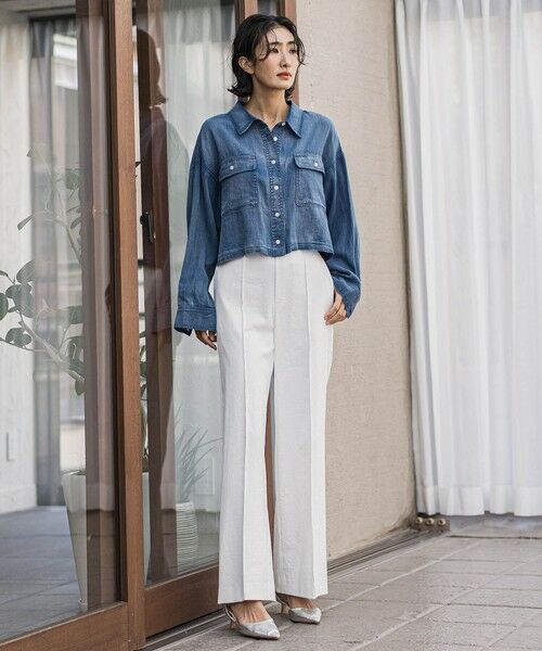 la.f...(大きいサイズ) / ラ・エフ(おおきいサイズ) シャツ・ブラウス | 【大きいサイズ】【biyori】ショート丈デニムシャツ≪手洗い可能≫ | 詳細4