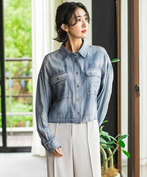 la.f...(大きいサイズ) / ラ・エフ(おおきいサイズ) シャツ・ブラウス | 【大きいサイズ】【biyori】ショート丈デニムシャツ≪手洗い可能≫ | 詳細14