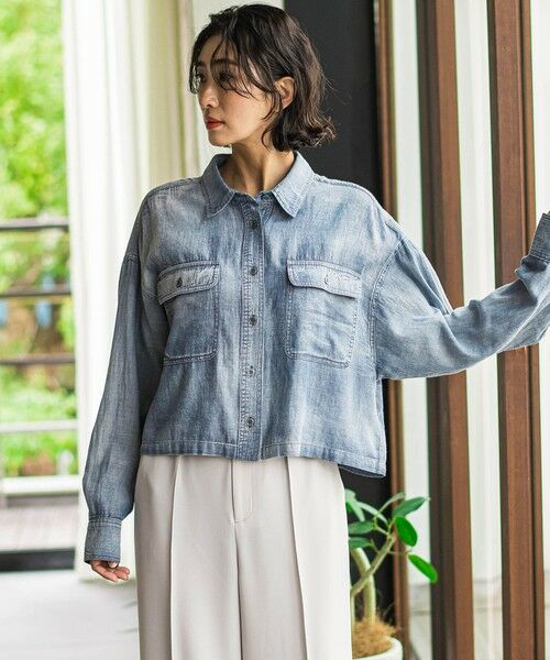la.f...(大きいサイズ) / ラ・エフ(おおきいサイズ) シャツ・ブラウス | 【大きいサイズ】【biyori】ショート丈デニムシャツ≪手洗い可能≫ | 詳細15