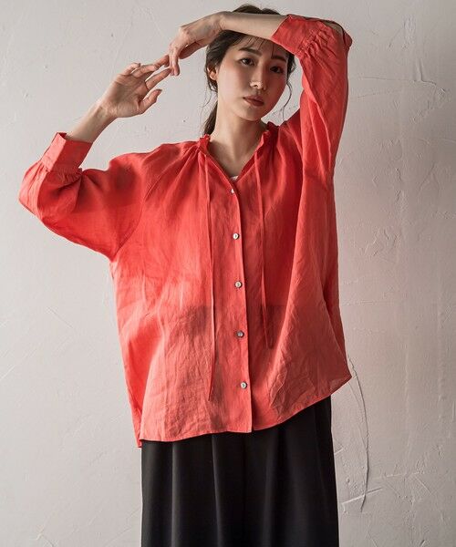 la.f...(大きいサイズ) / ラ・エフ(おおきいサイズ) シャツ・ブラウス | 【大きいサイズ】【biyori】ラミーブラウス≪洗濯機で洗える≫ | 詳細26