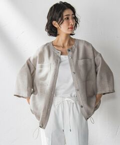 la.f...(大きいサイズ) / ラ・エフ(おおきいサイズ) テーラードジャケット | 【大きいサイズ】シャンブレーメッシュブルゾン≪手洗い可能≫