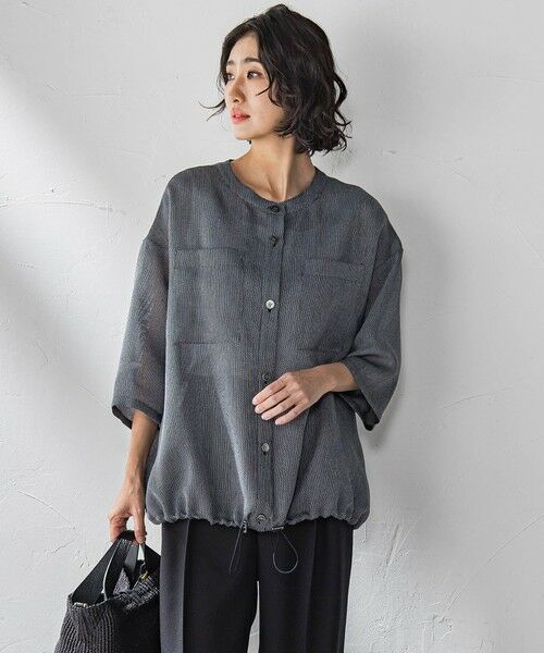 la.f...(大きいサイズ) / ラ・エフ(おおきいサイズ) テーラードジャケット | 【大きいサイズ】シャンブレーメッシュブルゾン≪手洗い可能≫ | 詳細1