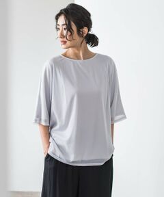 la.f...(大きいサイズ) / ラ・エフ(おおきいサイズ) 【大きいサイズ】トリコットシフォンカットソー≪洗濯機で洗える≫ 大きいサイズ】トリコットシフォンカットソー≪洗濯機で洗える
