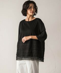 la.f...(大きいサイズ) / ラ・エフ(おおきいサイズ) カットソー | 【大きいサイズ】【biyori】""裾に咲くレース""日常がさりげなくときめきくカットソー≪洗濯機で洗える≫