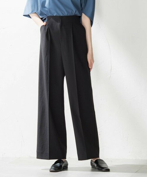 la.f.(大きいサイズ)/ラ・エフ(おおきいサイズ) 【大きいサイズ】ドライシャンタンワイドパンツ≪洗濯機で洗える≫ ブラック 15号 la.f.(大きいサイズ)/ラ・エフ(おおきいサイズ) 【大きいサイズ】ドライシャンタンワイドパンツ≪洗濯機で洗える≫ ブラック 15号