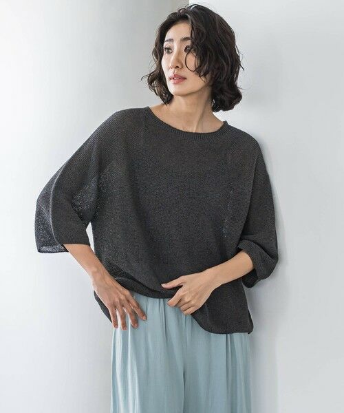 la.f.(大きいサイズ)/ラ・エフ(おおきいサイズ) 【大きいサイズ】メッシュニット≪手洗い可能≫ チャコールグレー 13号