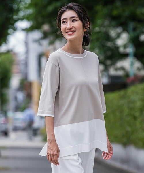 la.f...(大きいサイズ) / ラ・エフ(おおきいサイズ) ニット・セーター | 【大きいサイズ】Tシャツ風ニットプルオーバー≪手洗い可能≫ | 詳細3