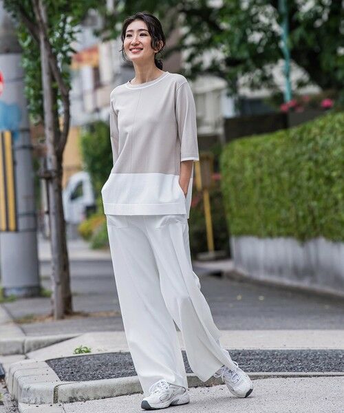 la.f...(大きいサイズ) / ラ・エフ(おおきいサイズ) ニット・セーター | 【大きいサイズ】Tシャツ風ニットプルオーバー≪手洗い可能≫ | 詳細6