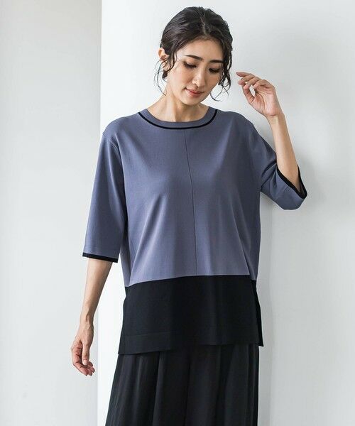 la.f...(大きいサイズ) / ラ・エフ(おおきいサイズ) ニット・セーター | 【大きいサイズ】Tシャツ風ニットプルオーバー≪手洗い可能≫ | 詳細9